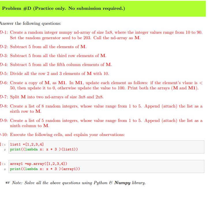 Solved Problem #D (Practice only. No submission required.) | Chegg.com