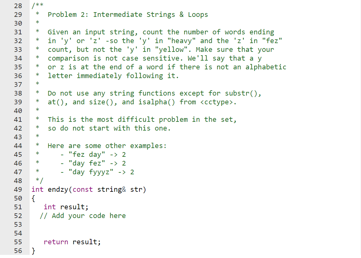 Problem 2: Intermediate Strings & Loops * * | Chegg.com