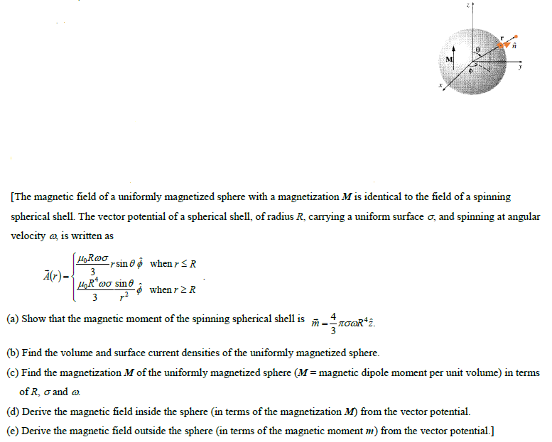 Solved M [The magnetic field of a uniformly magnetized | Chegg.com