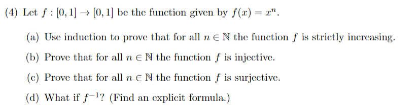 Solved 4 Let F [0 1]→[0 1] Be The Function Given By