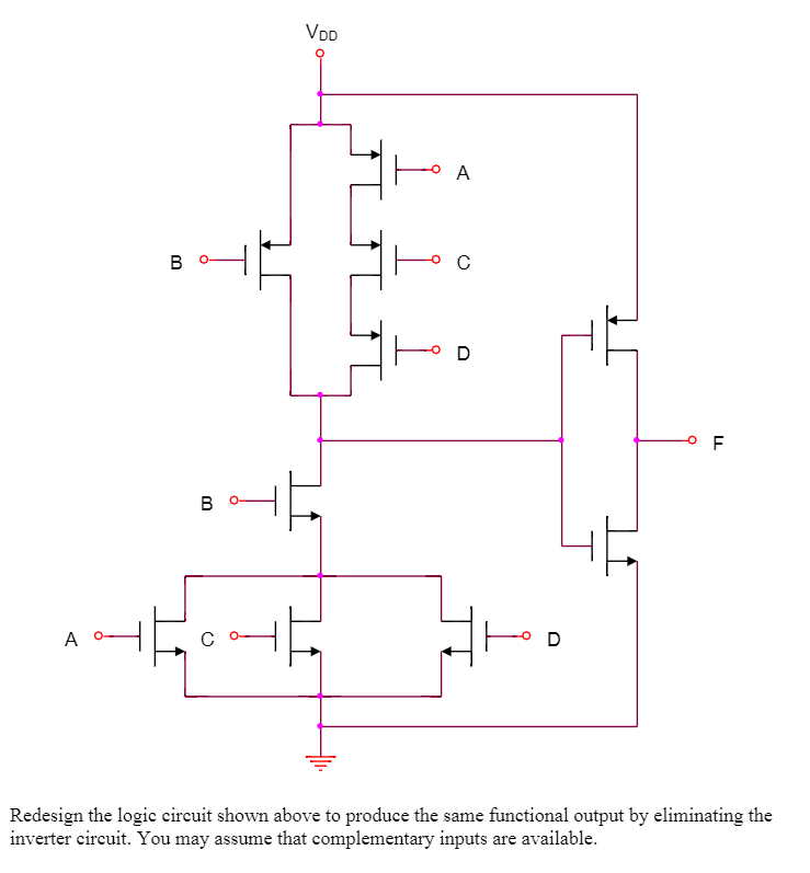 Solved VoD A B T I F во T A T ho Redesign the logic circuit | Chegg.com