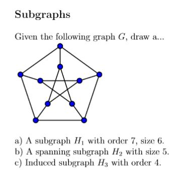 Solved Subgraphs Given The Following Graph G, Draw A... A) A | Chegg.com