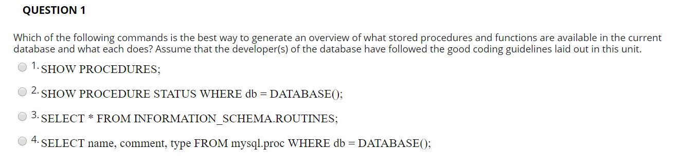 Solved QUESTION 1 Which of the following commands is the | Chegg.com