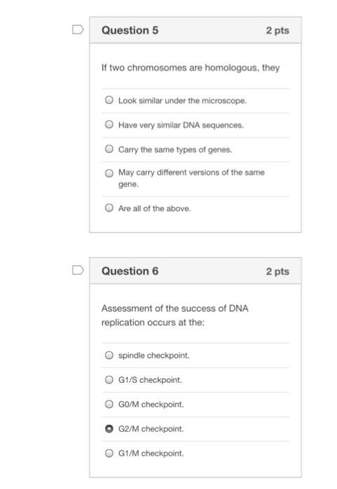 Solved D Question 5 2 Pts If Two Chromosomes Are Homologous 8056