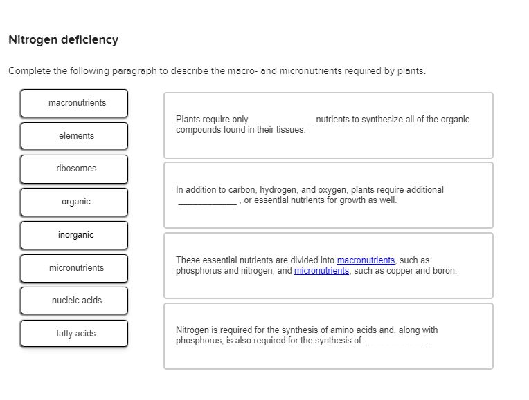 Of The Following Nutrients Which Contains Nitrogen Solved Nitrogen deficiency Complete the following paragraph | Chegg.com
