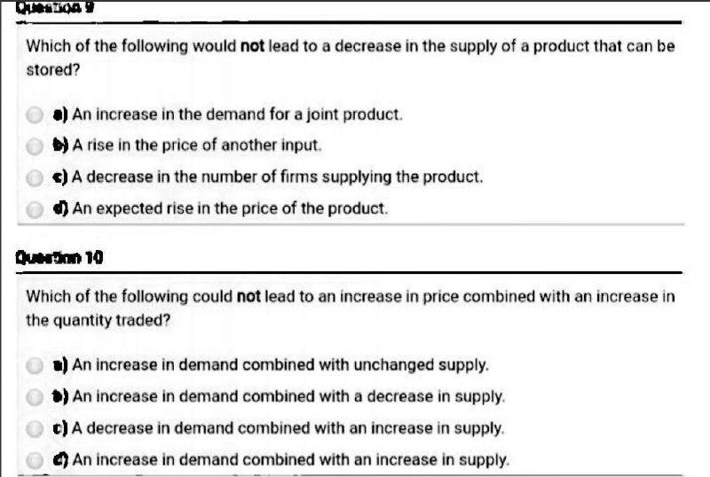 Solved TOA Which of the following would not lead to a | Chegg.com