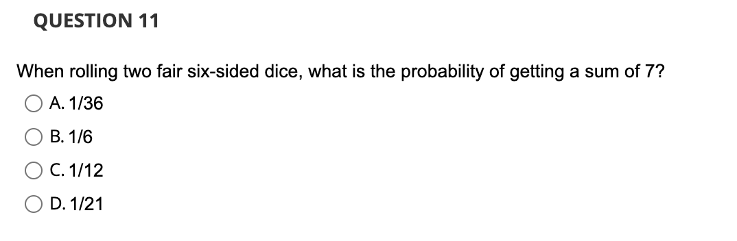 When rolling two fair six-sided dice, what is the | Chegg.com