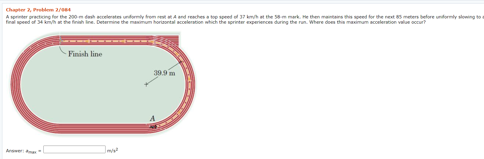 Solved Chapter 2, Problem 2/084 A sprinter practicing for | Chegg.com