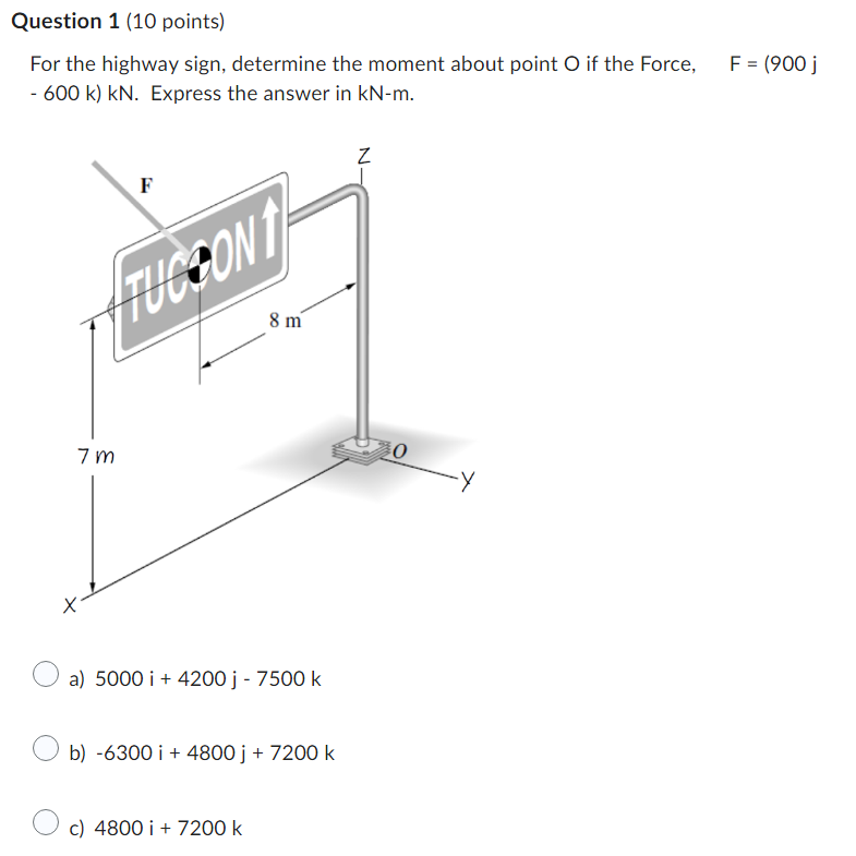 Solved For The Highway Sign, Determine The Moment About | Chegg.com