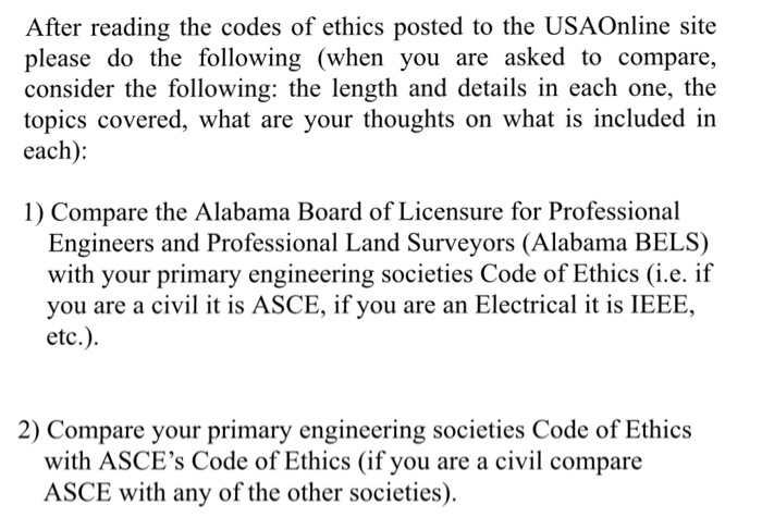 Solved After reading the codes of ethics posted to the | Chegg.com