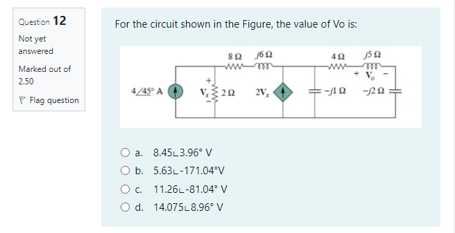 Solved Question 12 For The Circuit Shown In The Figure, The | Chegg.com