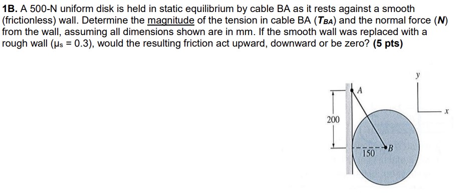 Solved 1b. A 500-n Uniform Disk Is Held In Static 