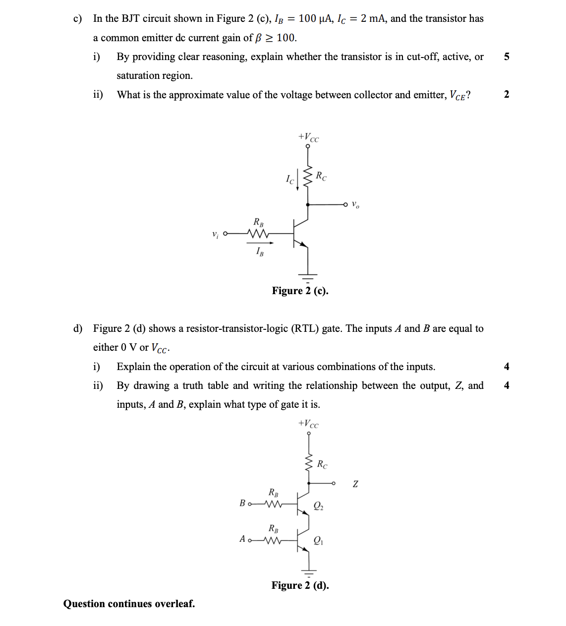 c) ﻿In the BJT circuit shown in Figure | Chegg.com