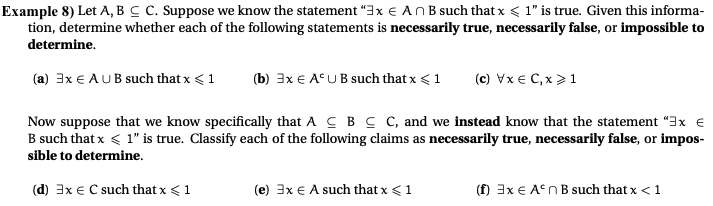 Solved Example 8) Let A, B C C. Suppose We Know The | Chegg.com