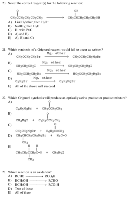 Solved 20. Select the correct reagent(s) for the following | Chegg.com