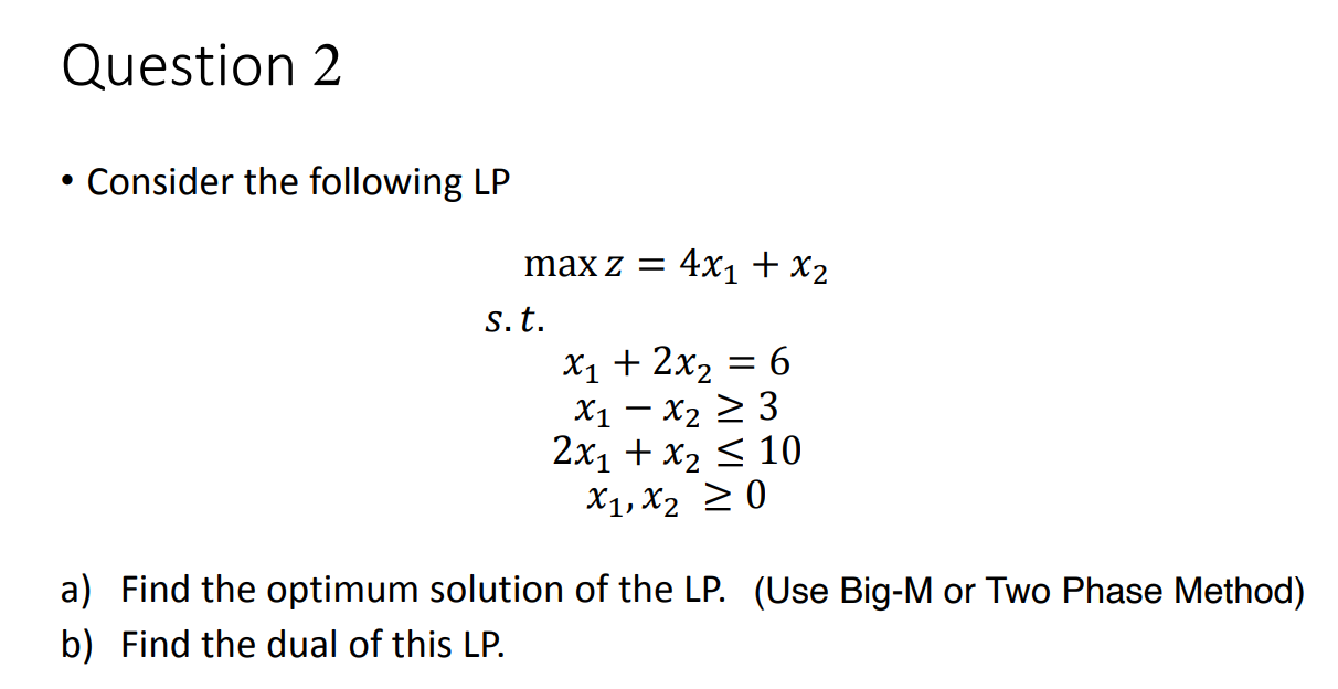 Solved Consider The Following Lp Maxz 4x1 X2 S T