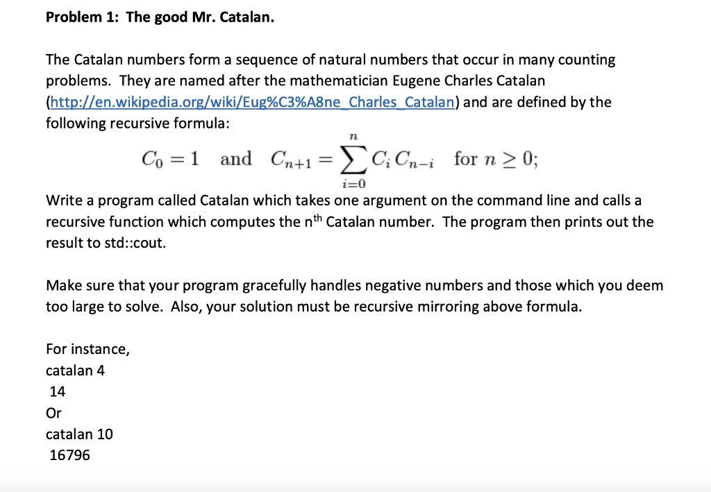 The value of the first 30 Catalan numbers