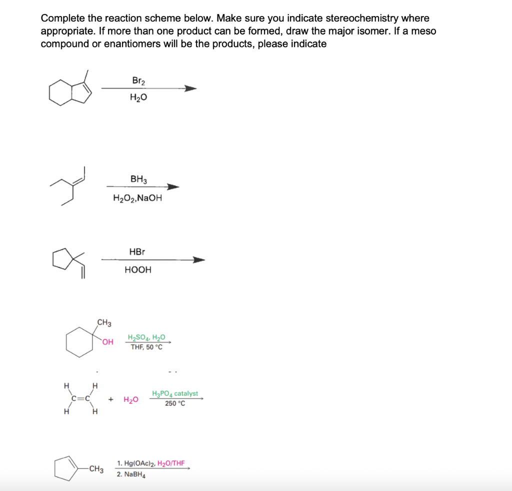 Solved Complete the reaction scheme below. Make sure you | Chegg.com