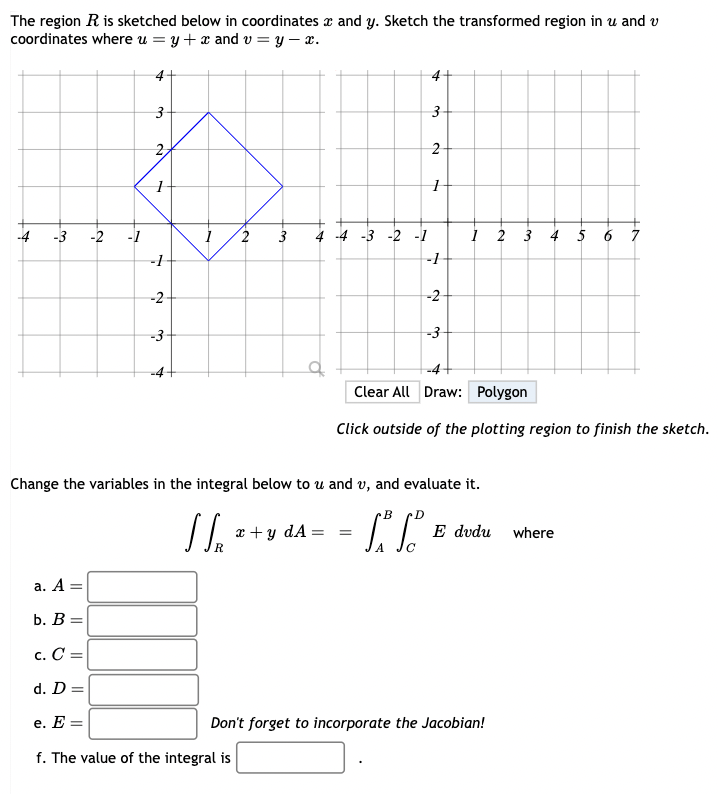 Solved The region R is sketched below in coordinates x and | Chegg.com