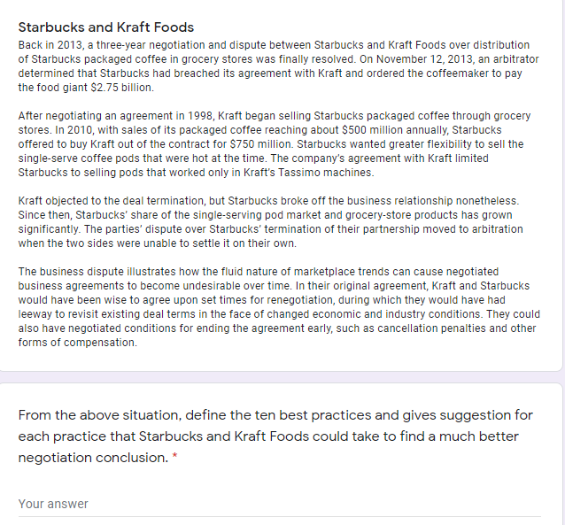 starbucks and kraft foods case study