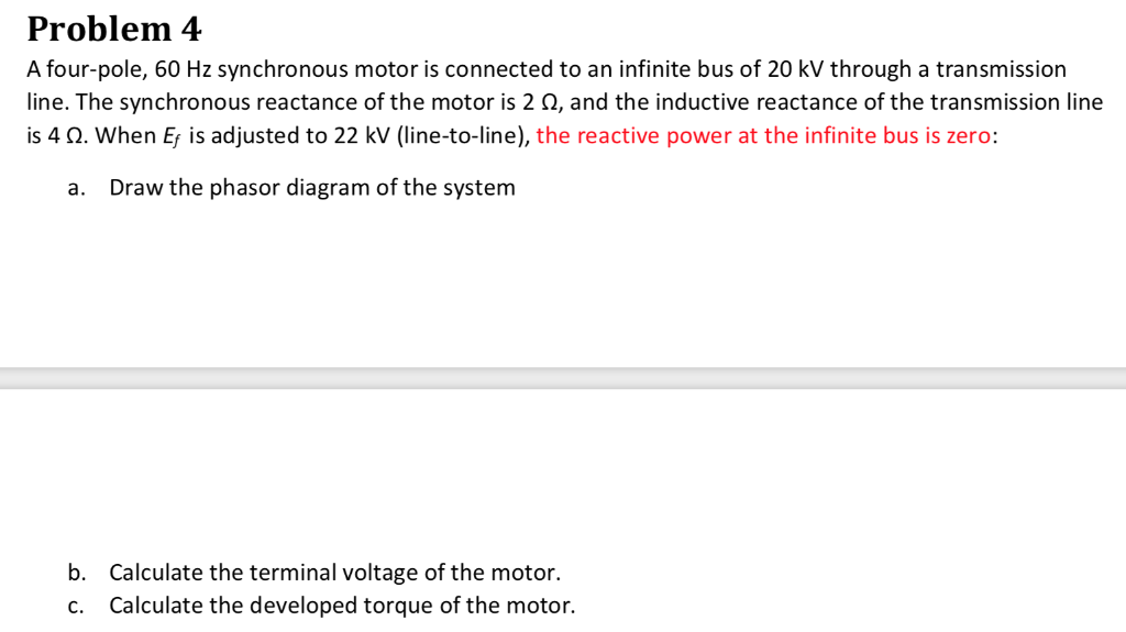 Solved Problem 4 A four-pole, 60 Hz synchronous motor is | Chegg.com