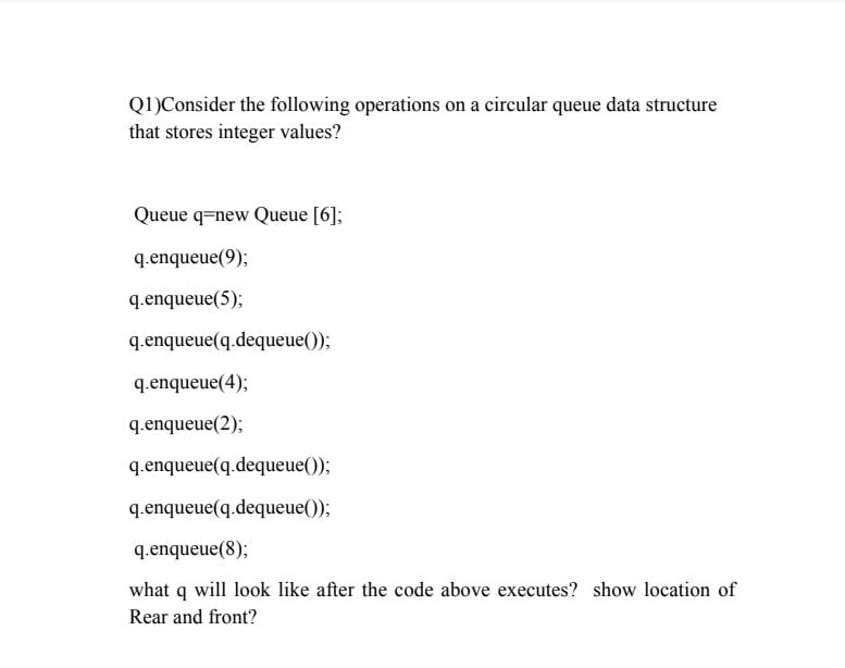 Solved (1)Consider the following operations on a circular | Chegg.com