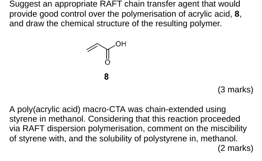Solved Suggest an appropriate RAFT chain transfer agent that | Chegg.com
