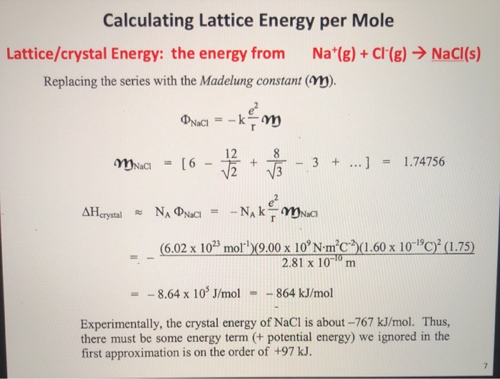 equation of lattice energy of nacl equation of lattice energy of nacl