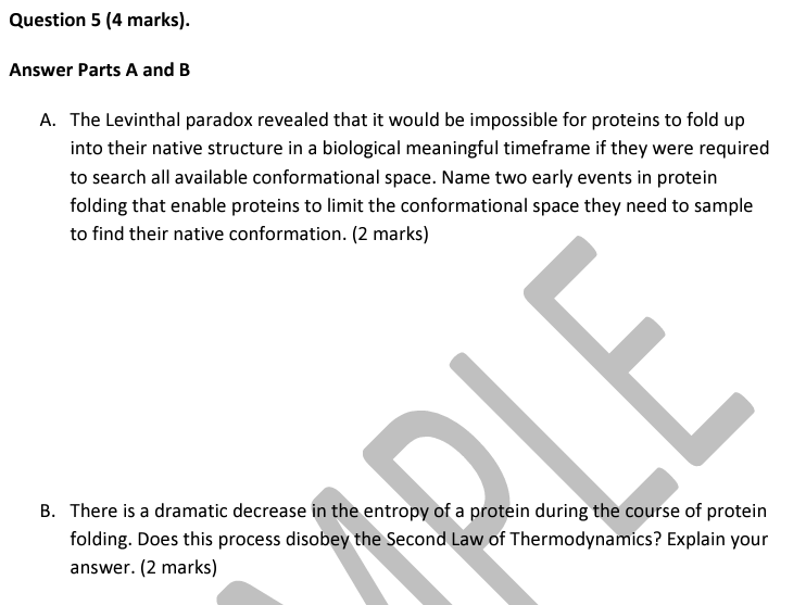 Solved A. The Levinthal paradox revealed that it would be