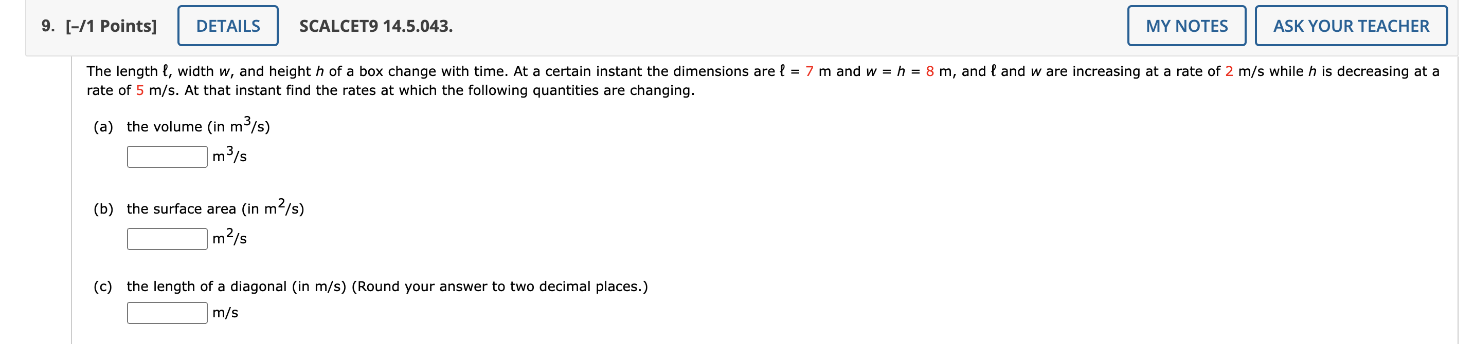 Solved rate of 5 m/s. At that instant find the rates at | Chegg.com