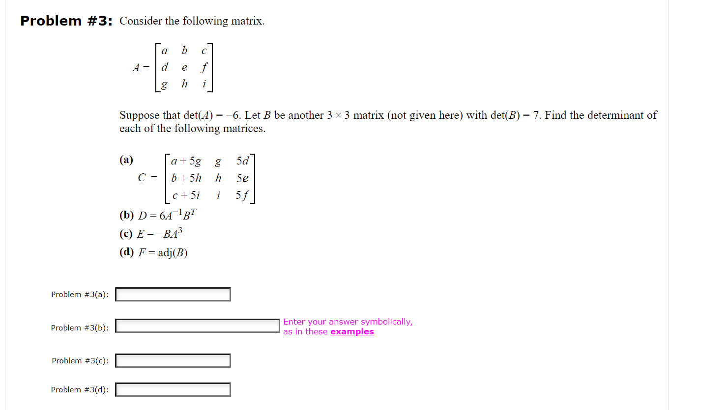 Solved Problem \# 3: Consider The Following Matrix. | Chegg.com