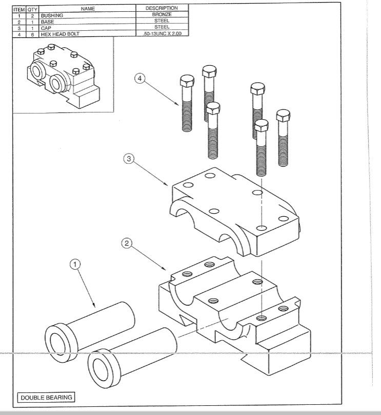 Solved Double Bearing Assembly Drawing show all the steps in | Chegg.com