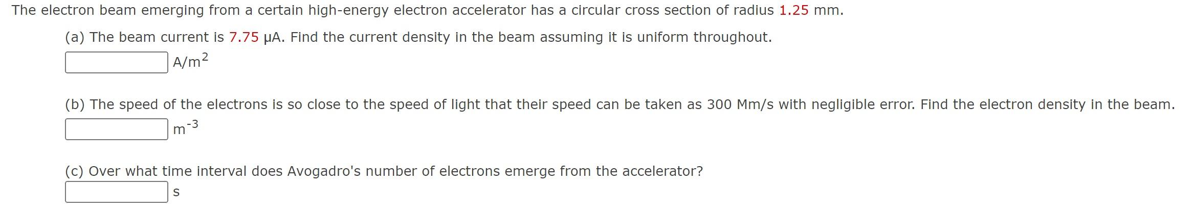 Solved The electron beam emerging from a certain high-energy | Chegg.com