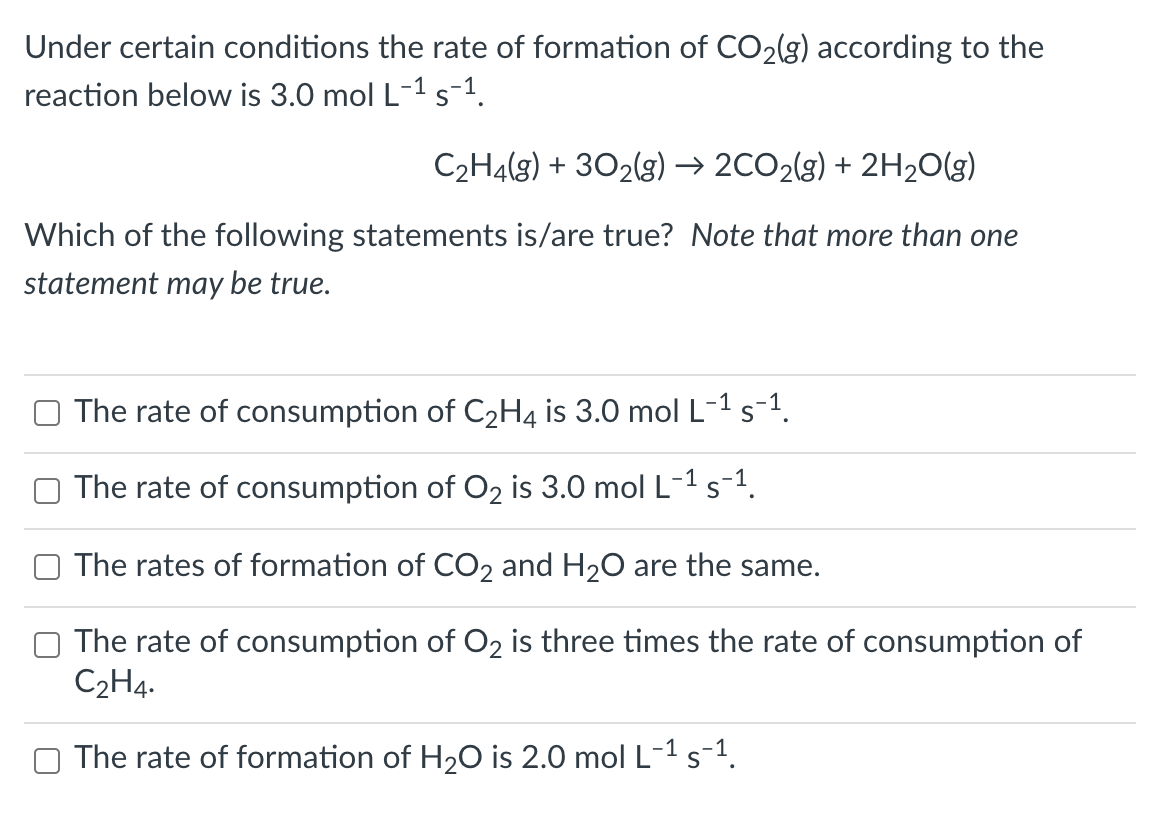 Solved Under certain conditions the rate of formation of Chegg