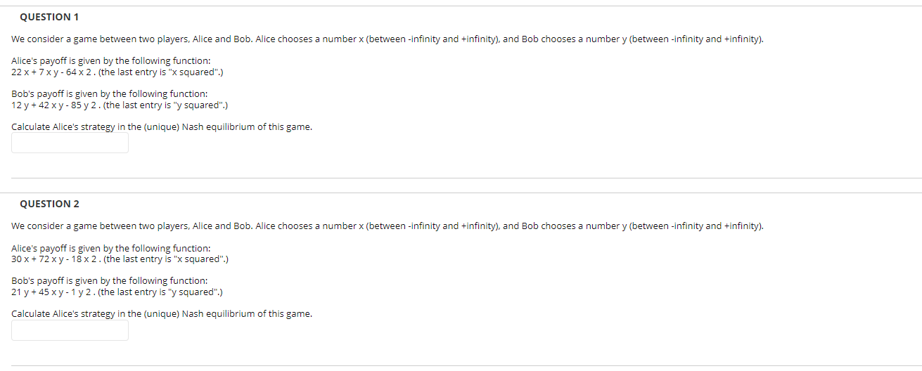 Solved QUESTION 1 We consider a game between two players, | Chegg.com
