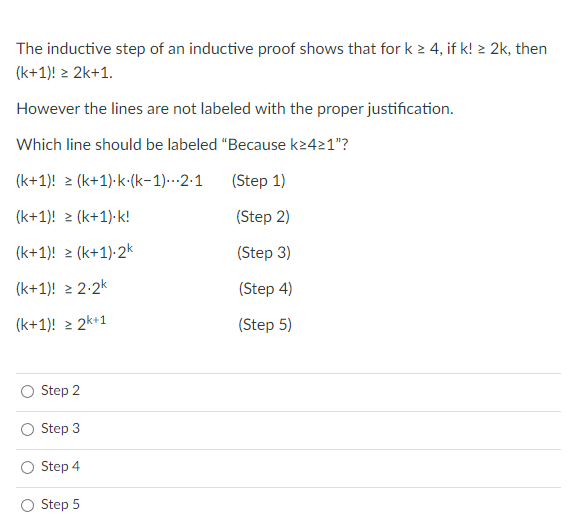 Solved The inductive step of an inductive proof shows that