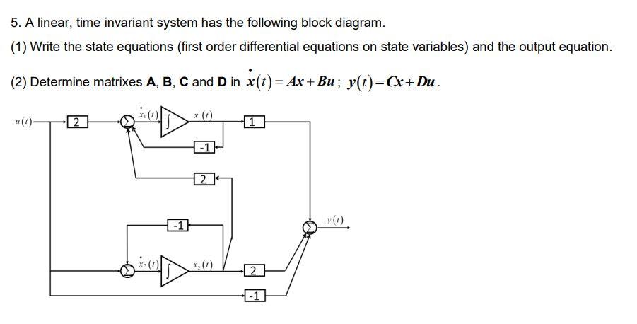 Solved 5. A linear, time invariant system has the following | Chegg.com