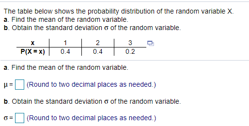 Solved The table below shows the probability distribution of | Chegg.com