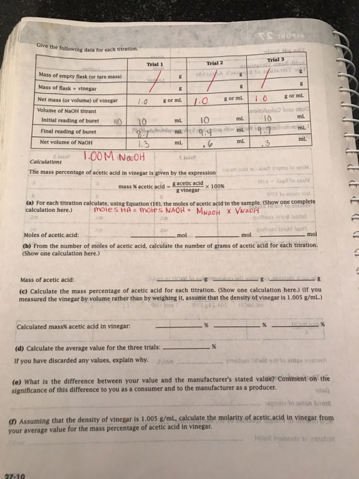 How to Find Mass Percent of Acetic Acid in Vinegar - Lexitrust