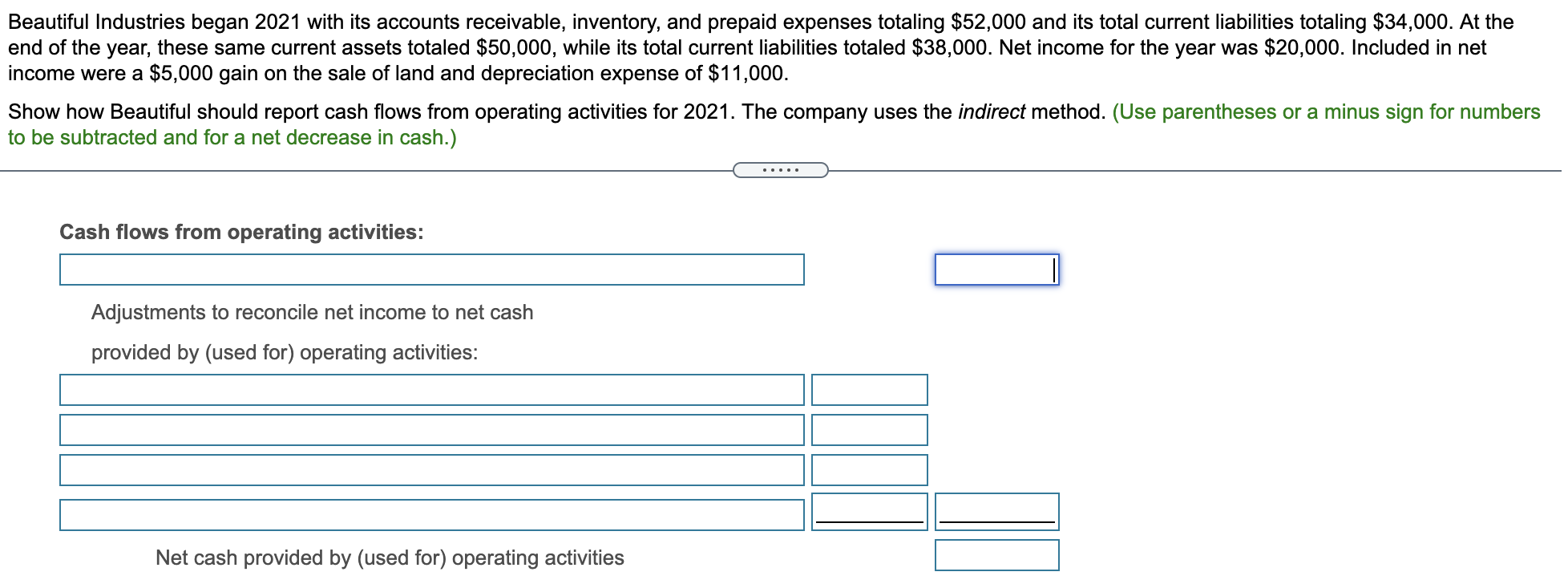 Solved Beautiful Industries Began 2021 With Its Accounts | Chegg.com