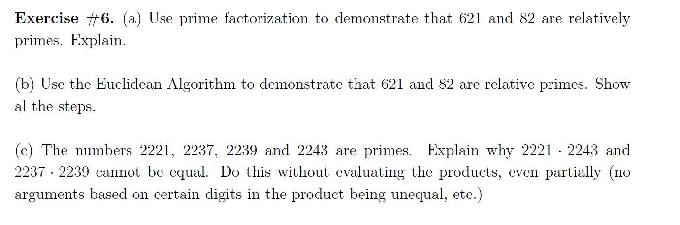 Solved Exercise #6. (a) Use prime factorization to | Chegg.com