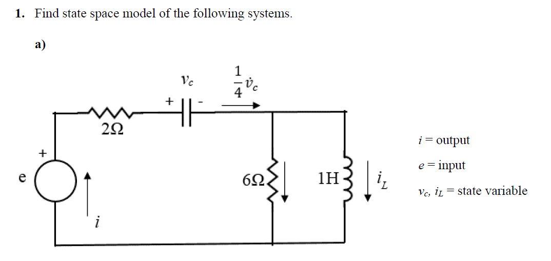 Solved 1. Find state space model of the following systems. | Chegg.com