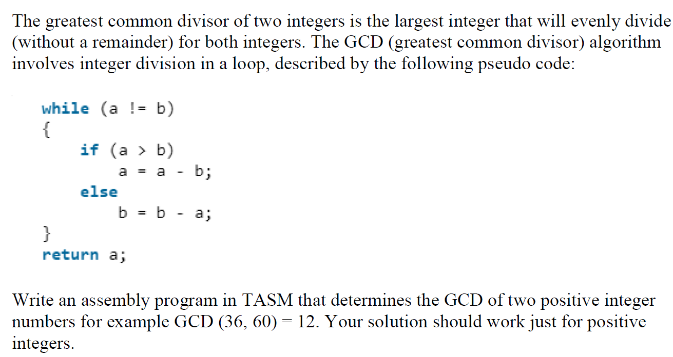 Solved The greatest common divisor of two integers is the | Chegg.com