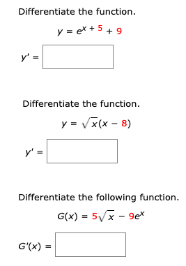 Solved Differentiate The Function Y Ex 5 9 Y Chegg Com