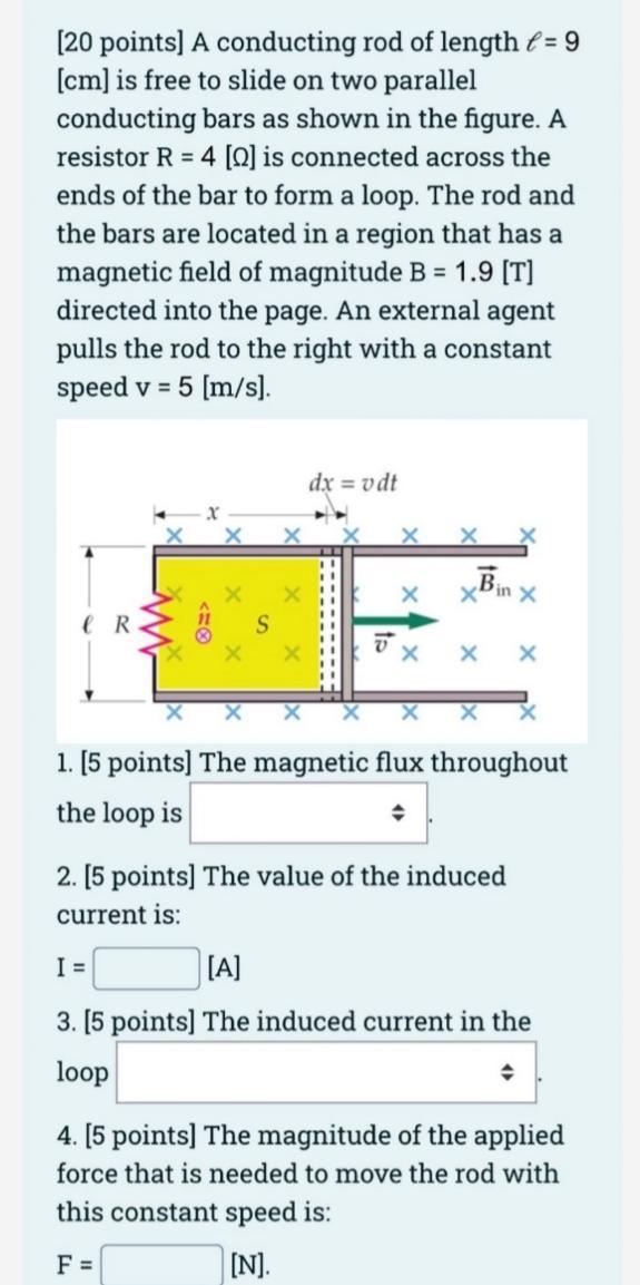 Solved [20 points] A conducting rod of length ℓ=9 [cm] is | Chegg.com