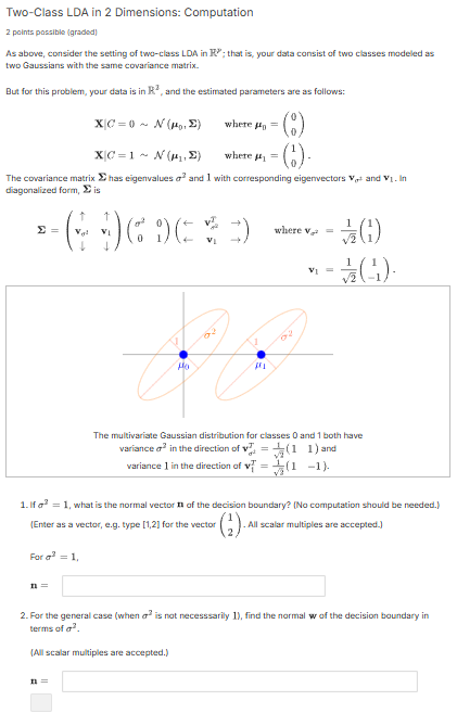 Solved As ﻿above, consider the setting of ﻿two-class LDA | Chegg.com