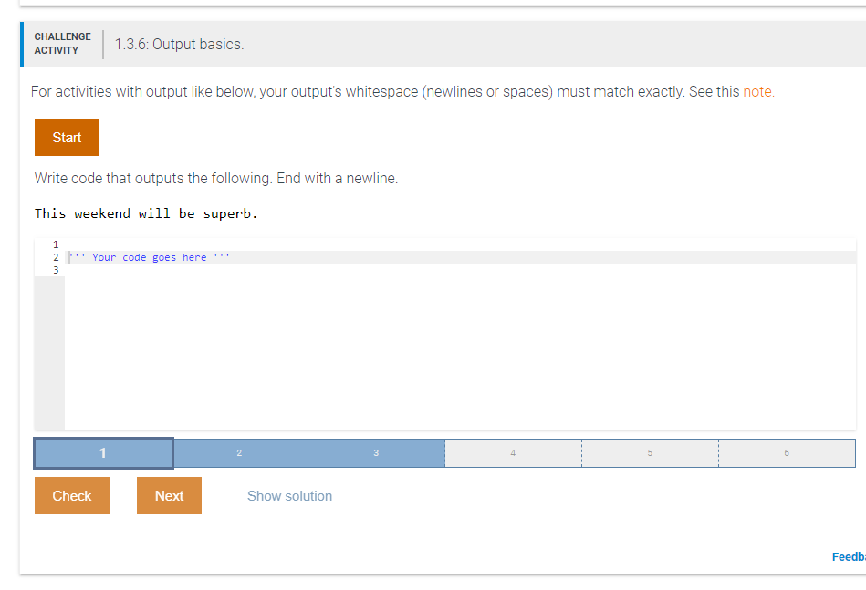 Solved Challenge Activity 1 3 6 Output Basics For