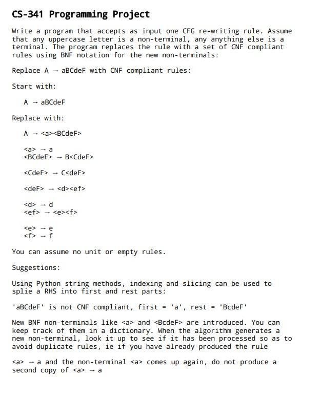 CS-341 Programming Project Write a program that | Chegg.com