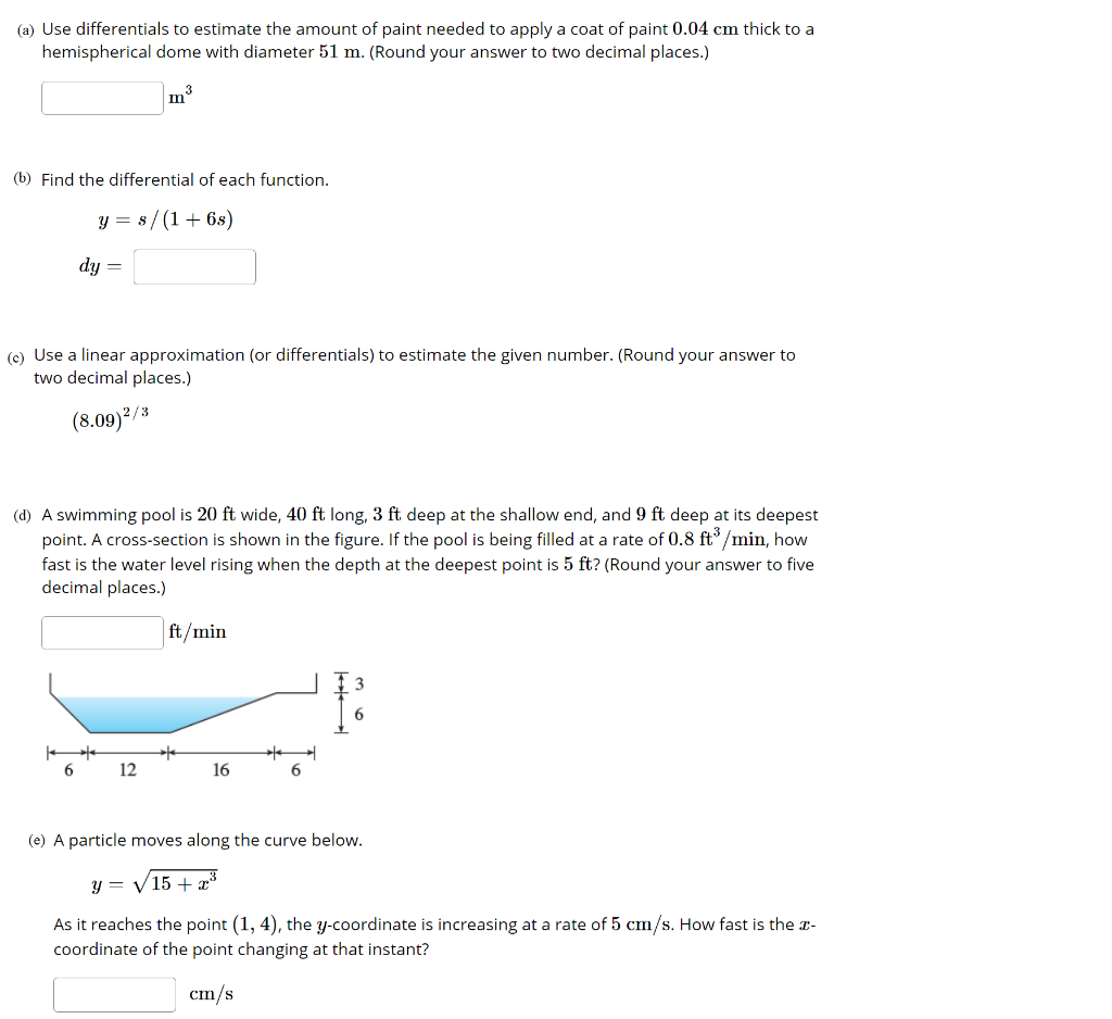 Solved (a) Use Differentials To Estimate The Amount Of Paint | Chegg.com