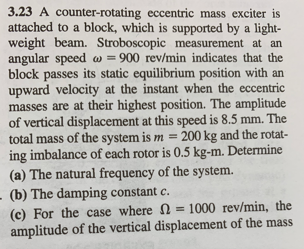 Solved 3.23 A Counter-rotating Eccentric Mass Exciter Is | Chegg.com